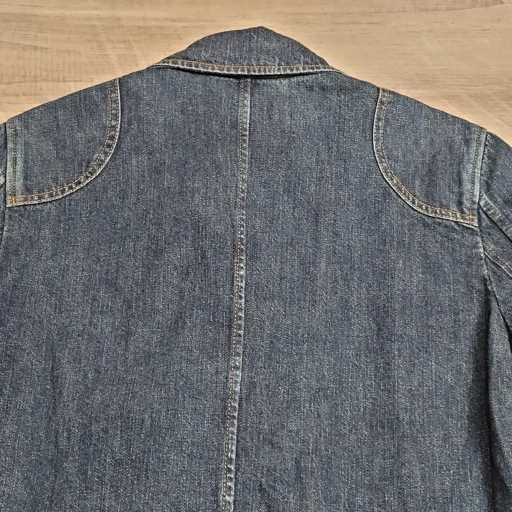 🐎Vintage Lauren Jeans Co Ralph Lauren Women M Blue Denim Fireman Jacket 90s Y2K - Picture 9 of 16